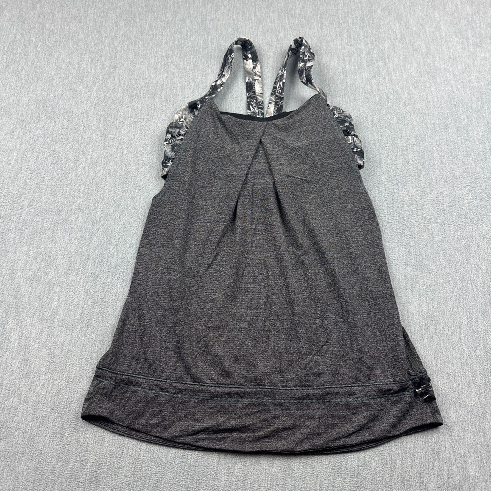 Lululemon Tank Top Womens 4 Gray Rest Less‎ Built In Sports Bra Stretch Yoga Gym